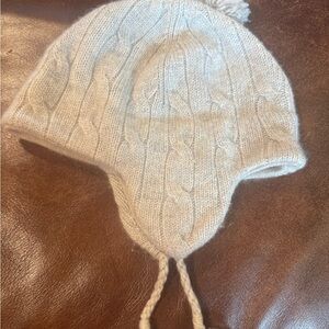 Polo by Ralph Lauren Cream Cable Knit Trapper Hat Cashmere
